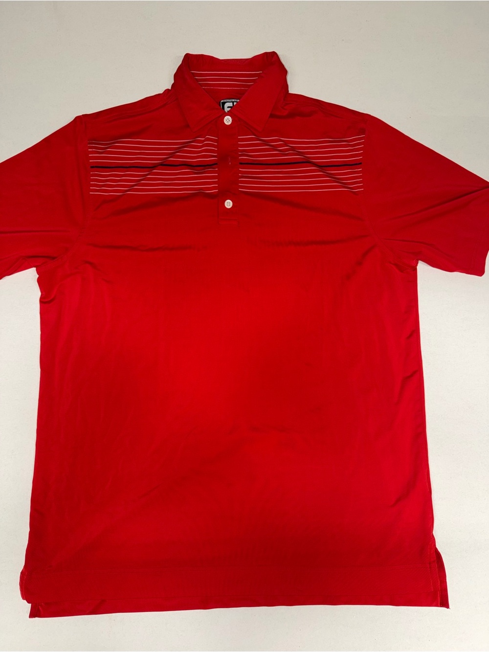 Men's Red FootJoy FJ Golf Polo Shirt with Chest Stripe Detail